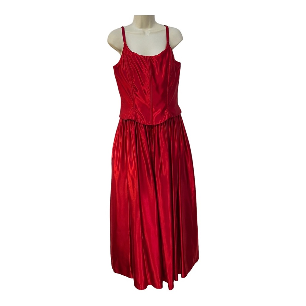 Vintage Jessica McClintock Gunne Sax Red Satin Corset Top. Flaw - straps removed